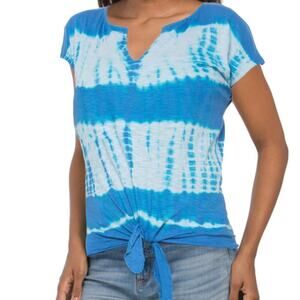 New Lucky Brand Women's Cotton Tie-Dye Tie Front Top T-Shirt
